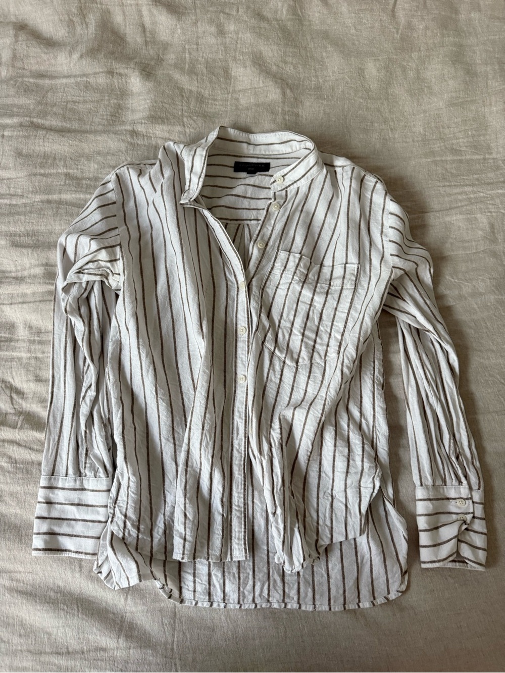 Banana Republic White Shirt with Brown Stripes